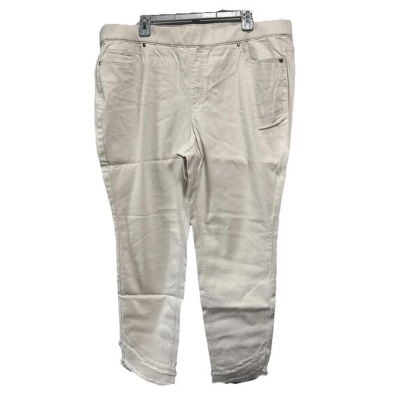 Isaac Mizrahi Live Women’s Plus 20W Stretch Ankle Pants Beige Pull On A590036 - Picture 1 of 13